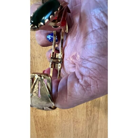 Karatclad by Bell Vintage Gold Tone Bracelet Jade Stone - Picture 11 of 13